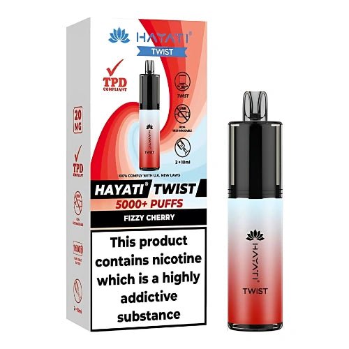 Hayati Twist 5000 Disposable Vape Device - 20mg - Eliquid Base - Fizzy Cherry