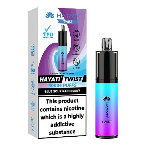 Hayati Twist 5000 Disposable Vape Device - 20mg - Eliquid Base - Blue Sour Raspberry