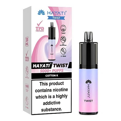 Hayati Twist 5000 Disposable Vape Device - 20mg - Eliquid Base - Cotton Candy