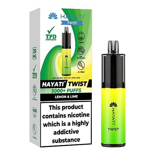 Hayati Twist 5000 Disposable Vape Device - 20mg - Eliquid Base - Lemon & Lime