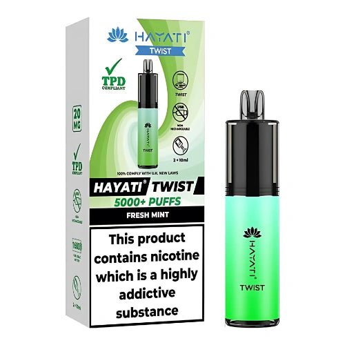 Hayati Twist 5000 Disposable Vape Device - 20mg - Eliquid Base - Fresh Mint