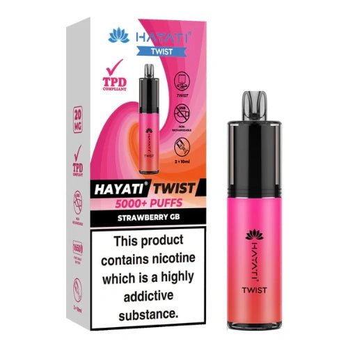 Hayati Twist 5000 Disposable Vape Device - 20mg - Eliquid Base - Strawberry Gummy Bear