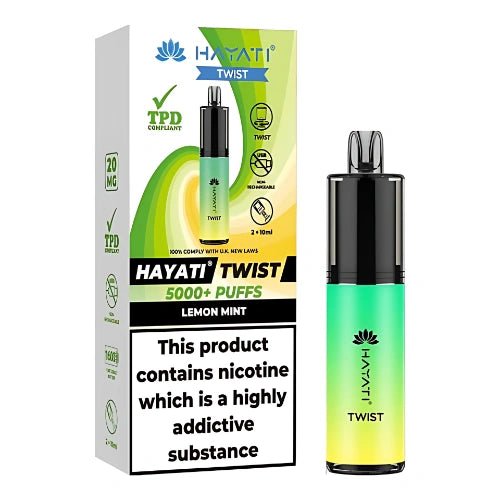 Hayati Twist 5000 Disposable Vape Device Pack Of 5 - Eliquid Base - Lemon Mint