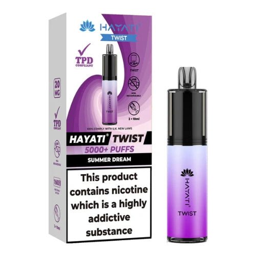 Hayati Twist 5000 Disposable Vape Device Pack Of 5 - Eliquid Base - Summer Dream