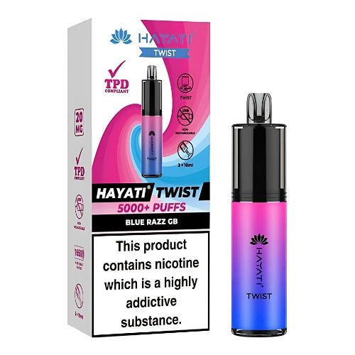 Hayati Twist 5000 Disposable Vape Device Pack Of 5 - Eliquid Base - Blue Razz Gummy Bear