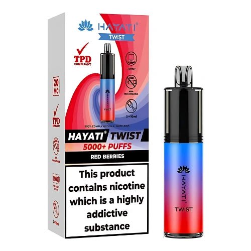 Hayati Twist 5000 Disposable Vape Device Pack Of 5 - Eliquid Base - Red Berries