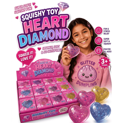 Heart Diamond Squishy Toy Glitter Sensory Stress Relief Squeeze Heart - Vapewholesalesupplier