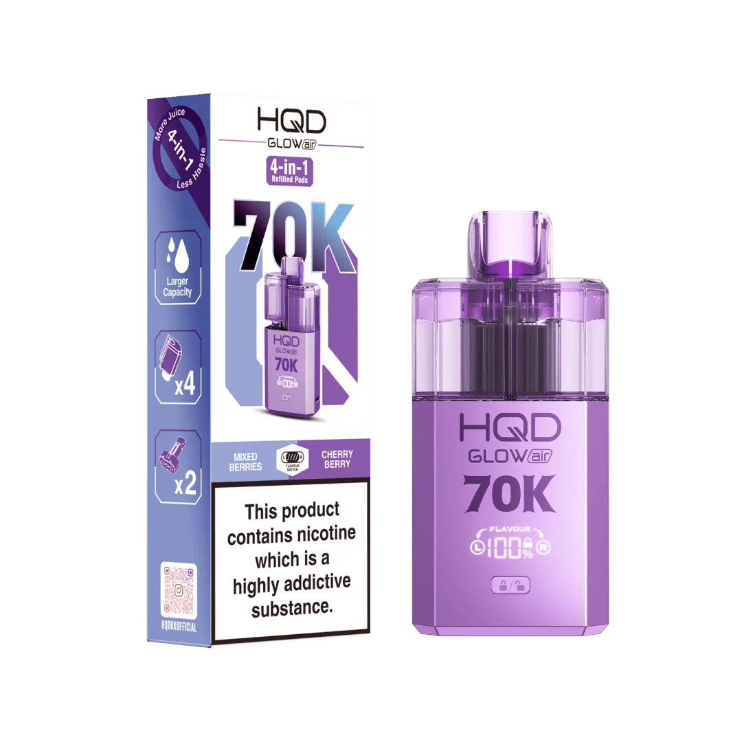 HQD Glow Air 70K Prefilled Pod Kit - Eliquid Base - Mixed Berries / Cherry Berry