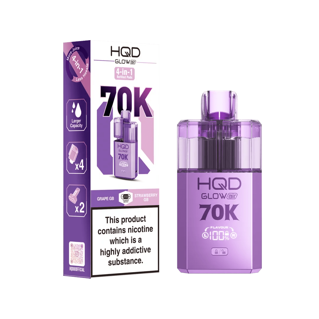 HQD Glow Air 70K Prefilled Pod Kit - Eliquid Base - Grape Gummy Bear / Strawberry Gummy Bear