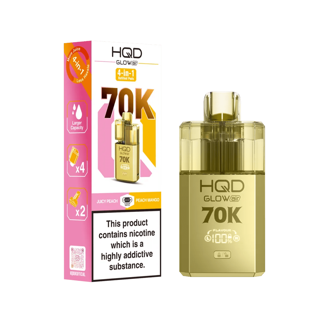 HQD Glow Air 70K Prefilled Pod Kit - Eliquid Base - Juicy Peach / Peach Mango