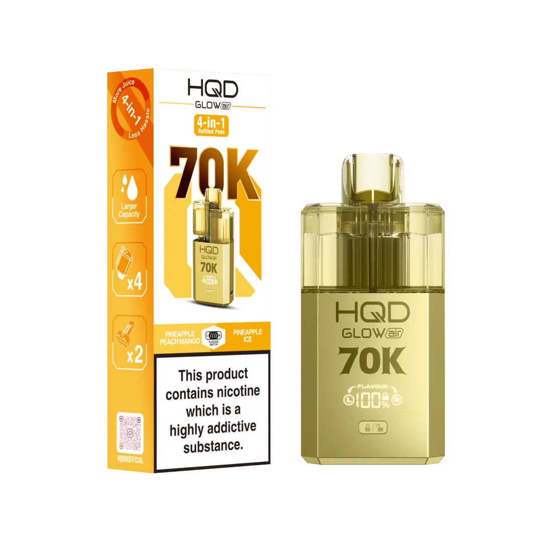 HQD Glow Air 70K Prefilled Pod Kit - Eliquid Base - Pineapple Peach Mango / Pineapple Ice