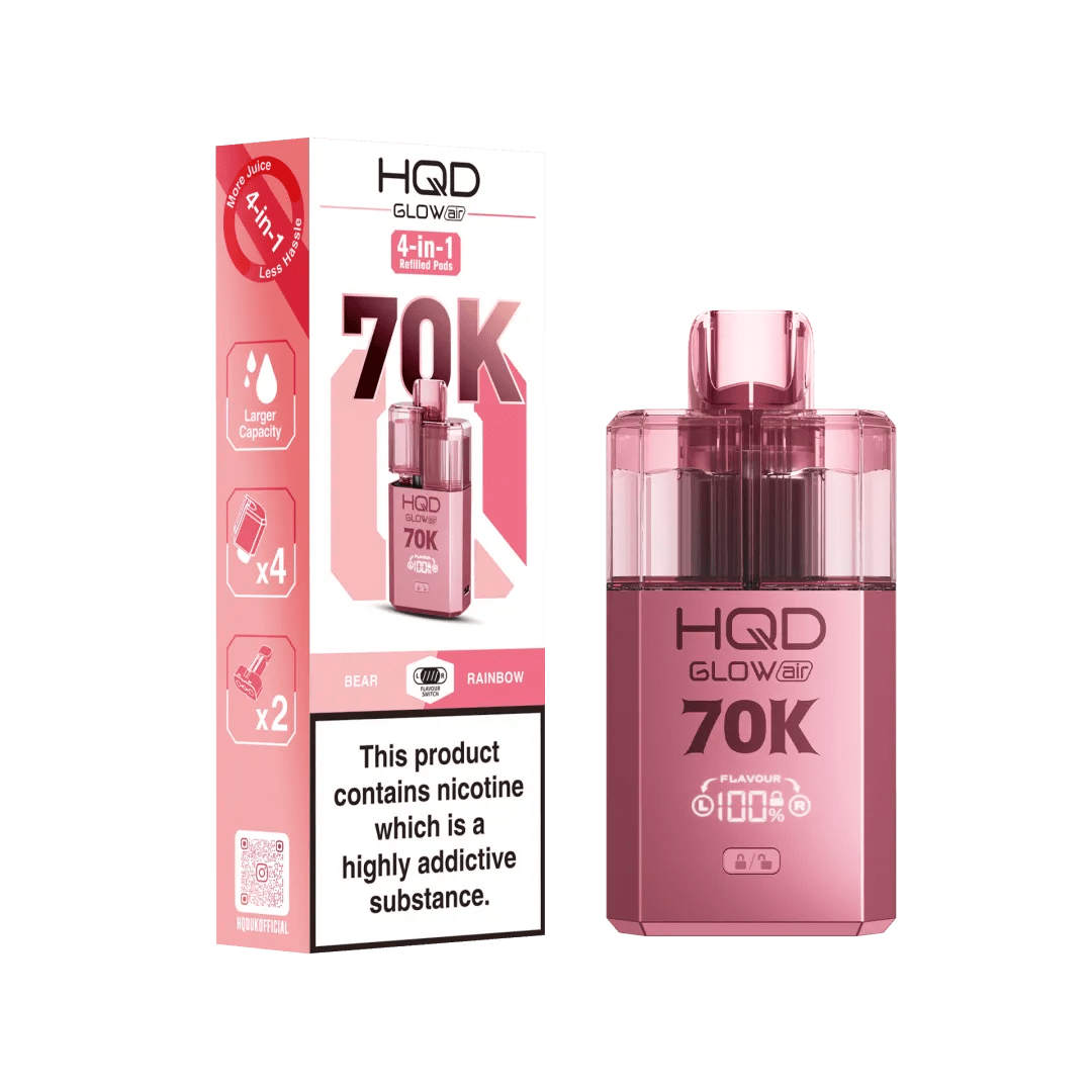 HQD Glow Air 70K Prefilled Pod Kit - Eliquid Base - Bear / Rainbow