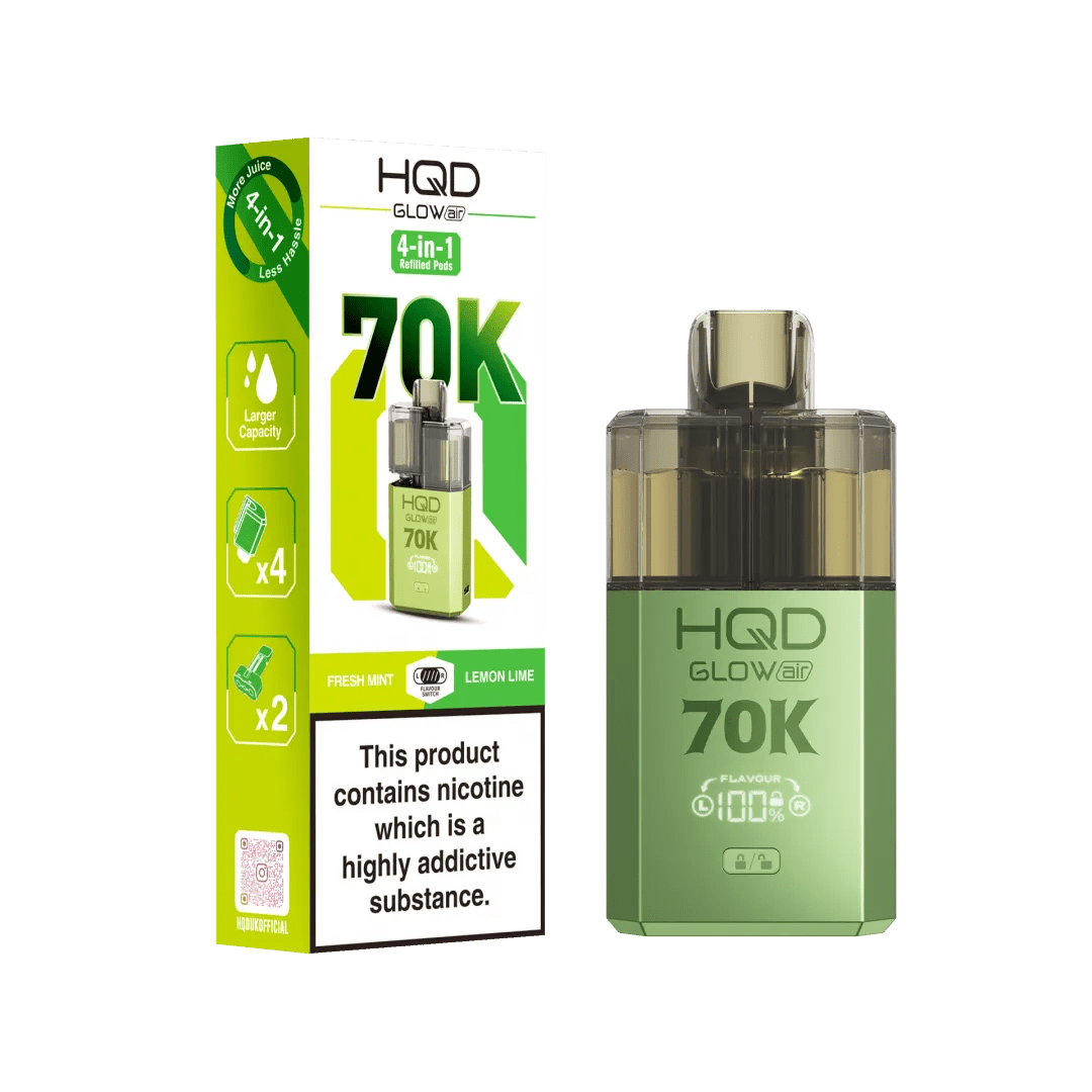 HQD Glow Air 70K Prefilled Pod Kit - Eliquid Base - Fresh Mint / Lemon Lime