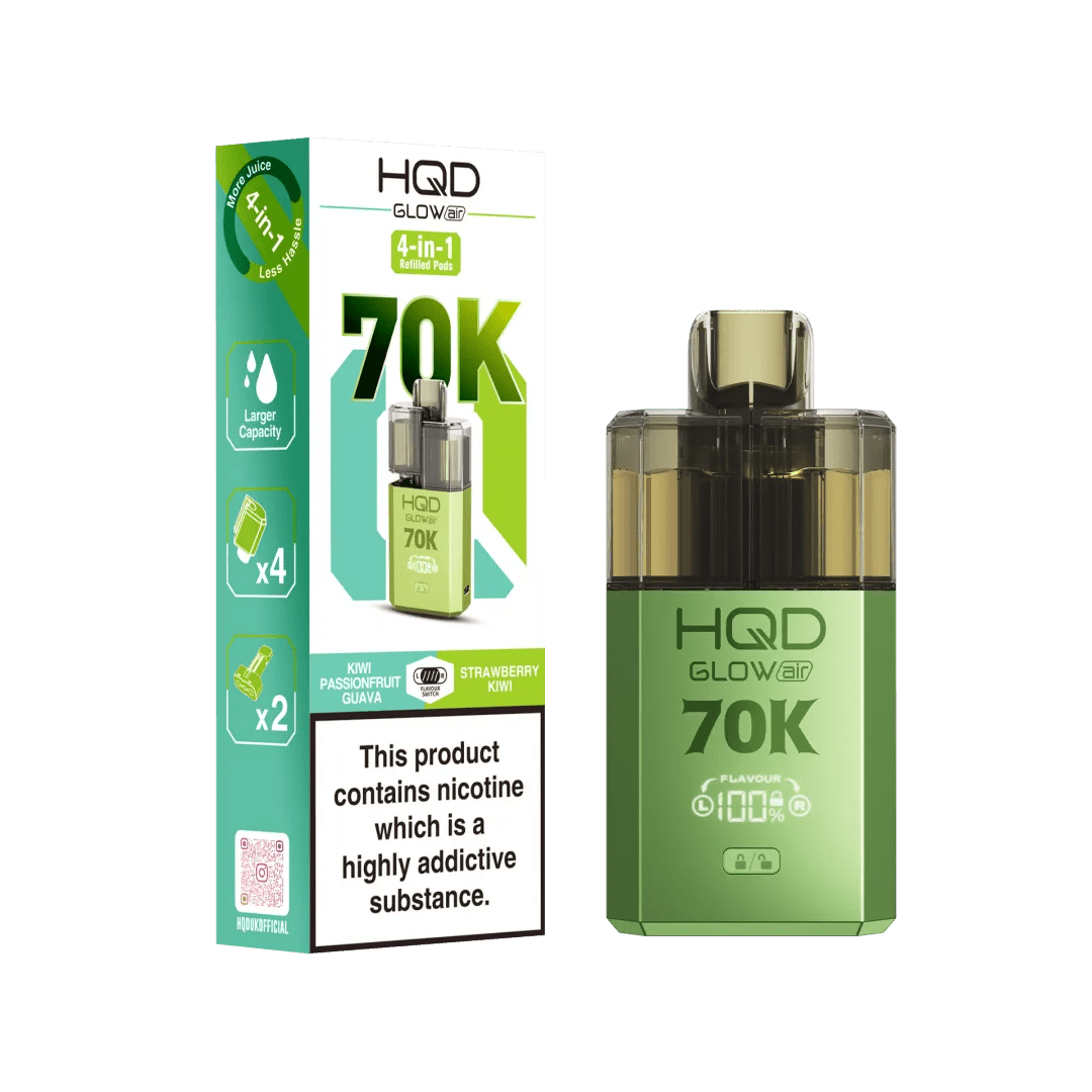 HQD Glow Air 70K Prefilled Pod Kit - Eliquid Base - Kiwi Passion Fruit Guava / Strawberry Kiwi