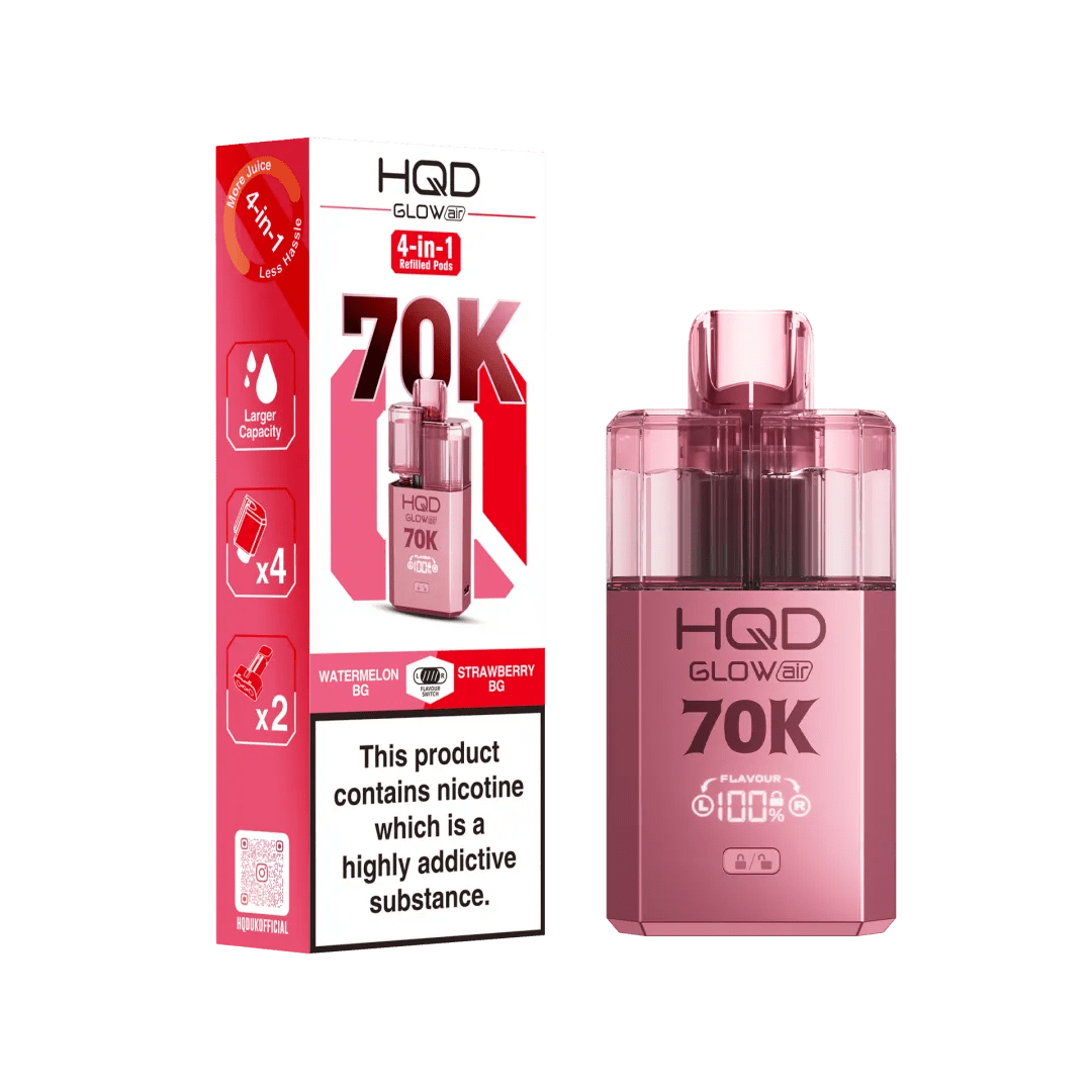 HQD Glow Air 70K Prefilled Pod Kit - Eliquid Base - Watermelon Bg / Strawberry BG