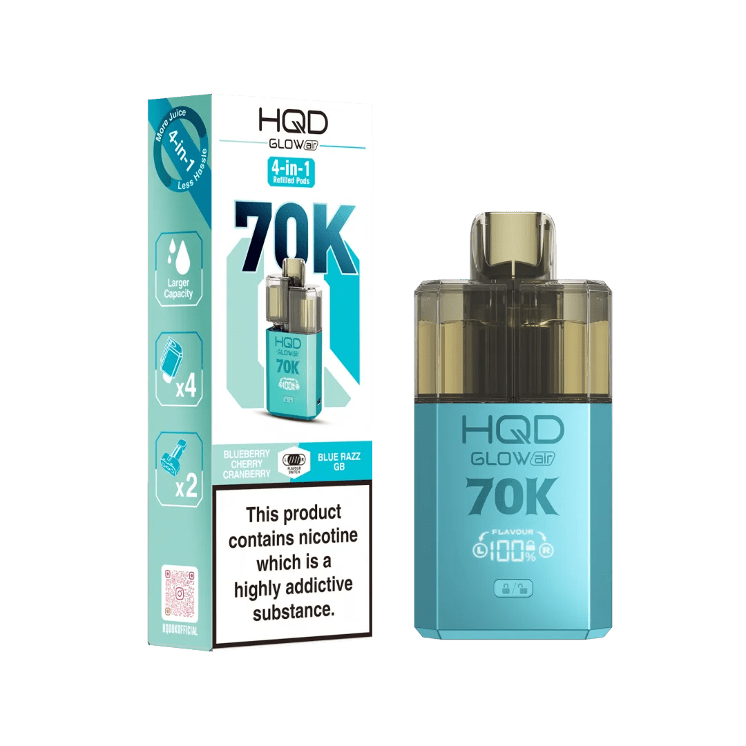 HQD Glow Air 70K Prefilled Pod Kit - Eliquid Base - Blueberry Cherry Cranberry / Blue Razz Gummy Bear