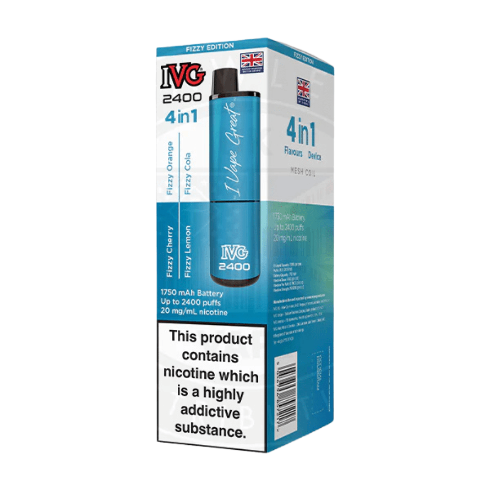 IVG 2400 Rechargeable Vape Kit box of 5 - Eliquid Base - Fizzy Edition