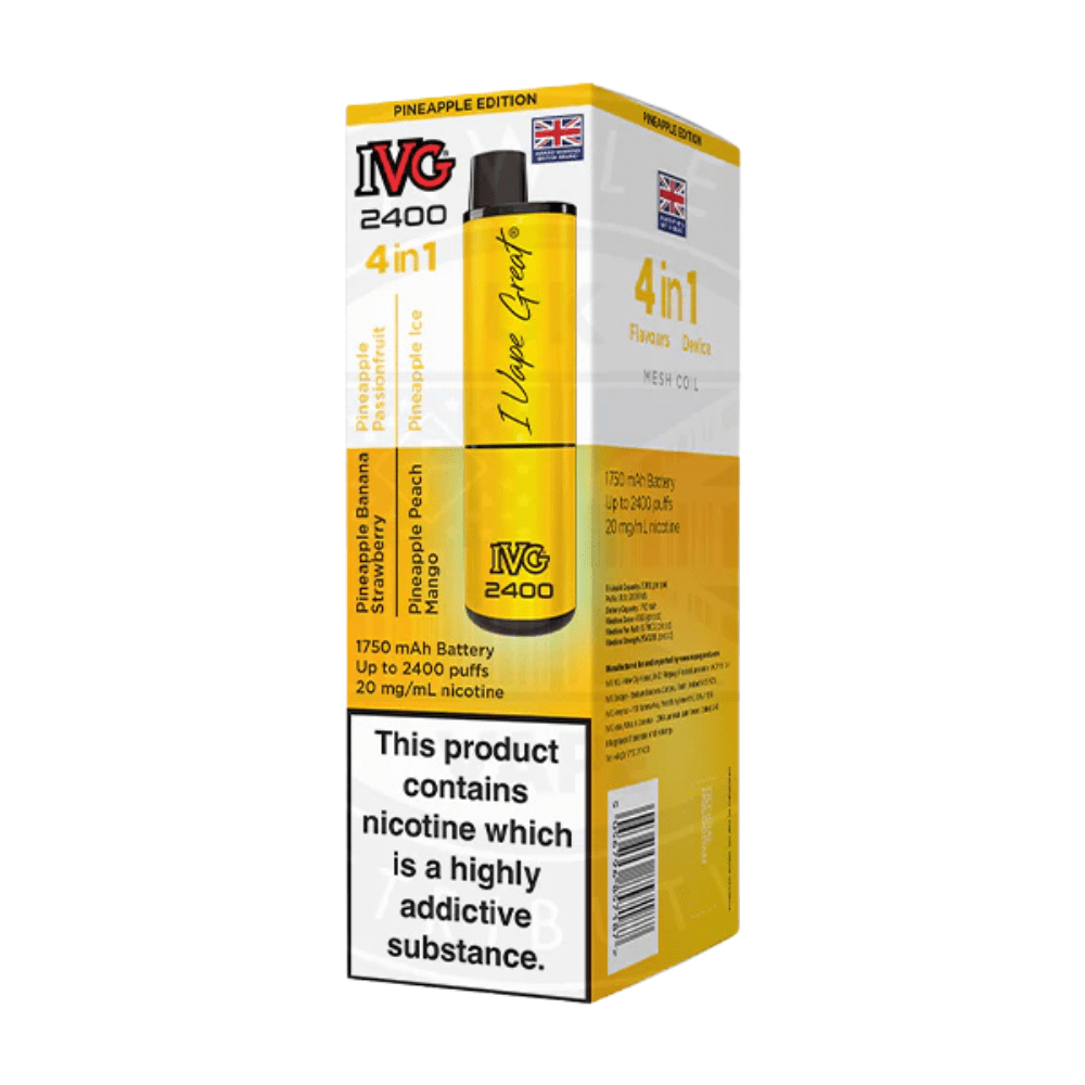 IVG 2400 Rechargeable Vape Kit box of 5 - Eliquid Base - Pineapple Edition