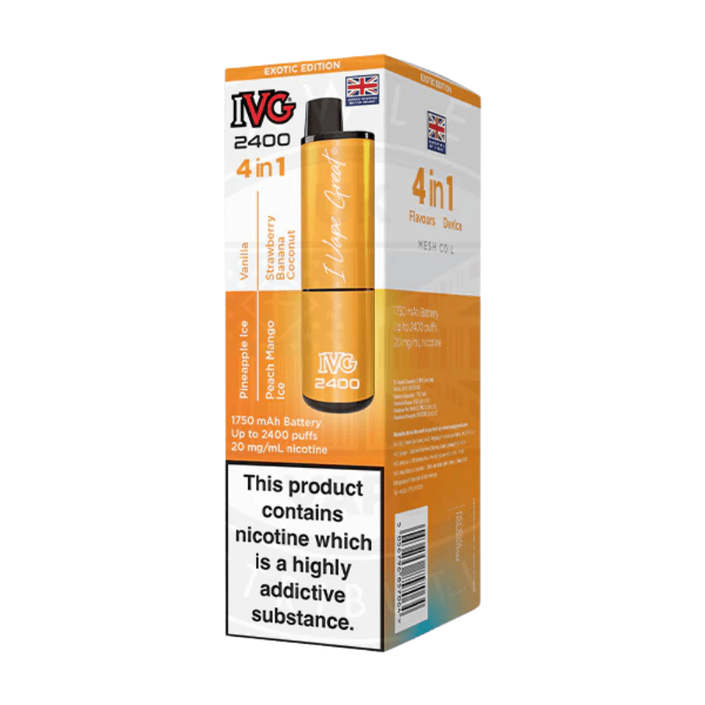 IVG 2400 Rechargeable Vape Kit box of 5 - Eliquid Base - Exotic Edition