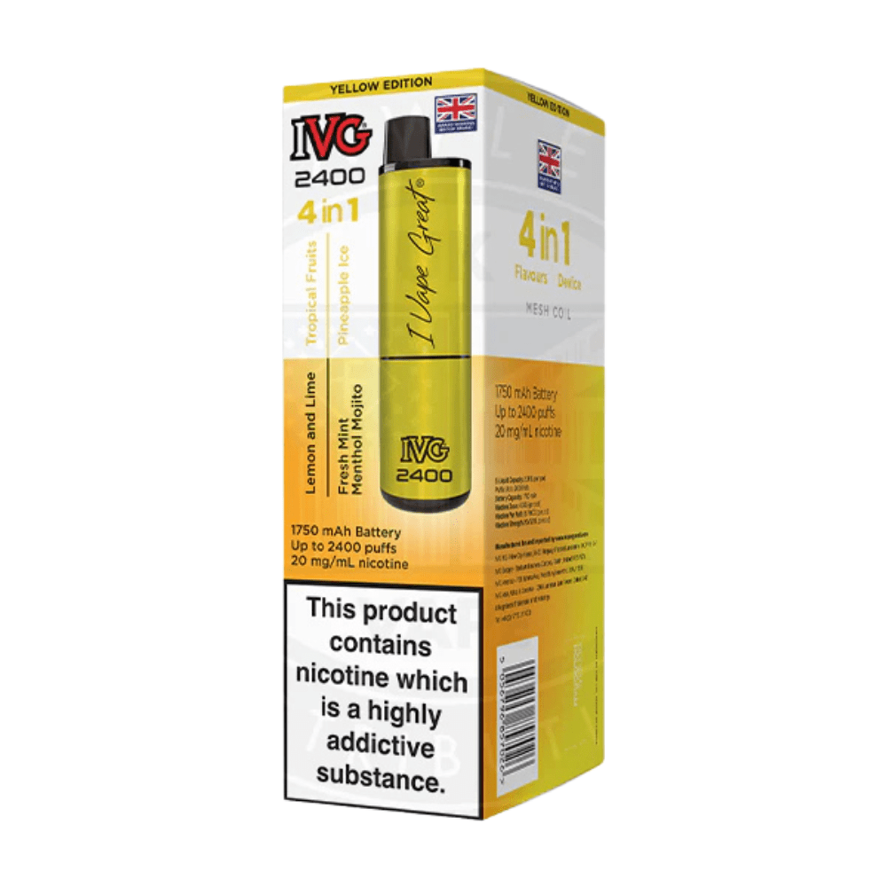 IVG 2400 Rechargeable Vape Kit box of 5 - Eliquid Base - Yellow Edition