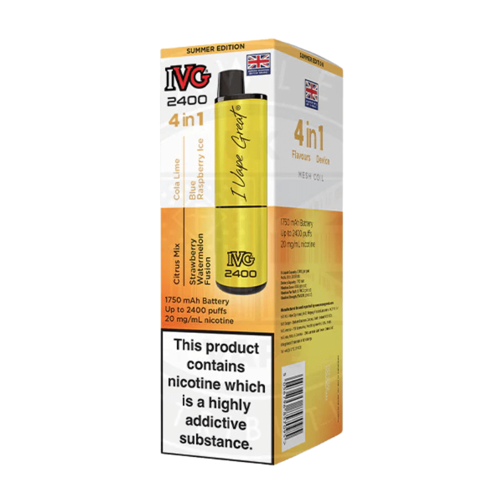 IVG 2400 Rechargeable Vape Kit box of 5 - Eliquid Base - Summer Edition
