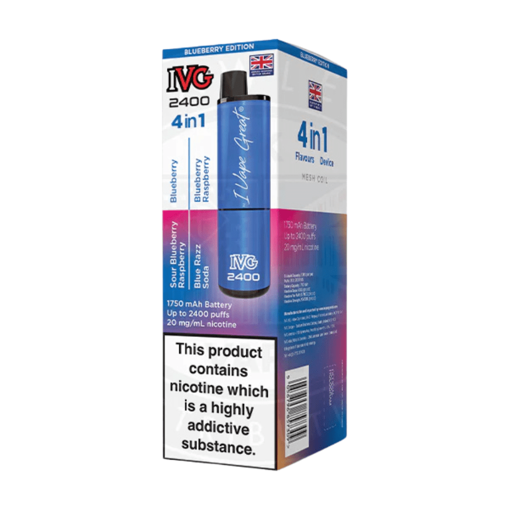 IVG 2400 Rechargeable Vape Kit box of 5 - Eliquid Base - Blackberry Edition