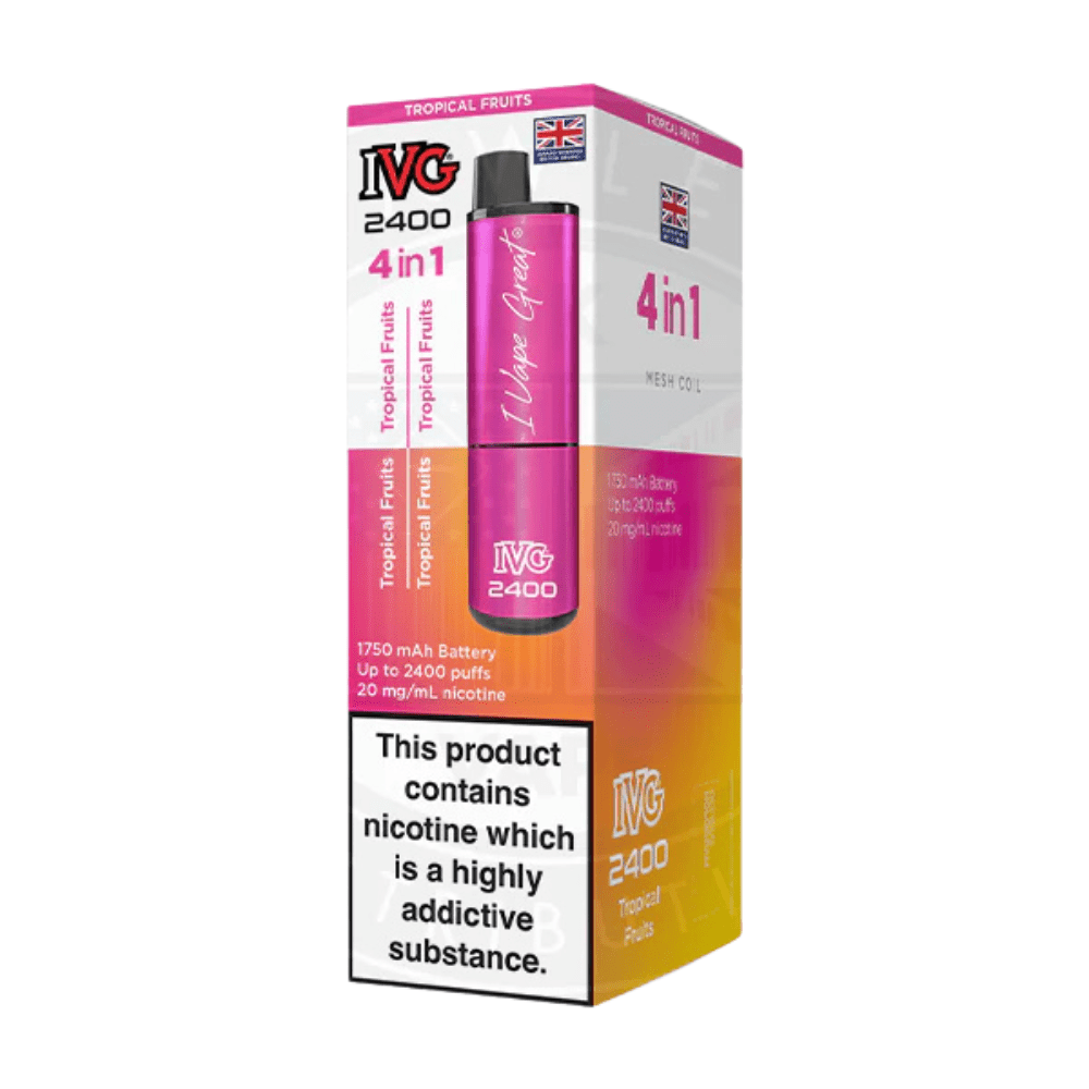 IVG 2400 Rechargeable Vape Kit box of 5 - Eliquid Base - Tropical Fruits