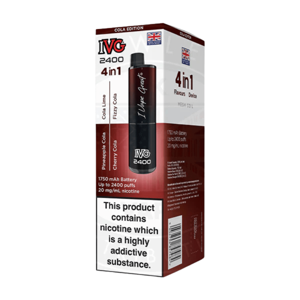 IVG 2400 Rechargeable Vape Kit box of 5 - Eliquid Base - Cola Edition
