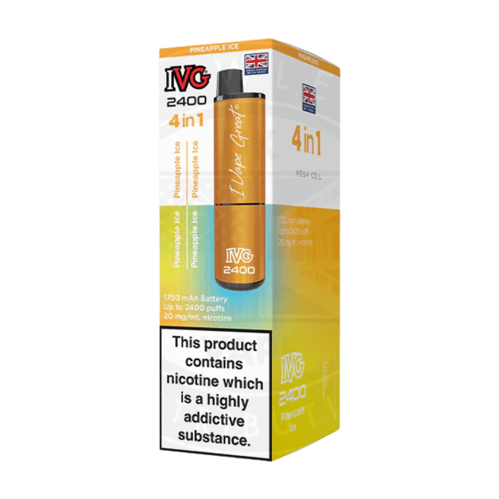 IVG 2400 Rechargeable Vape Kit box of 5 - Eliquid Base - Pineapple Ice
