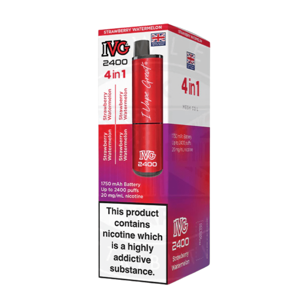 IVG 2400 Rechargeable Vape Kit box of 5 - Eliquid Base - Strawberry Watermelon