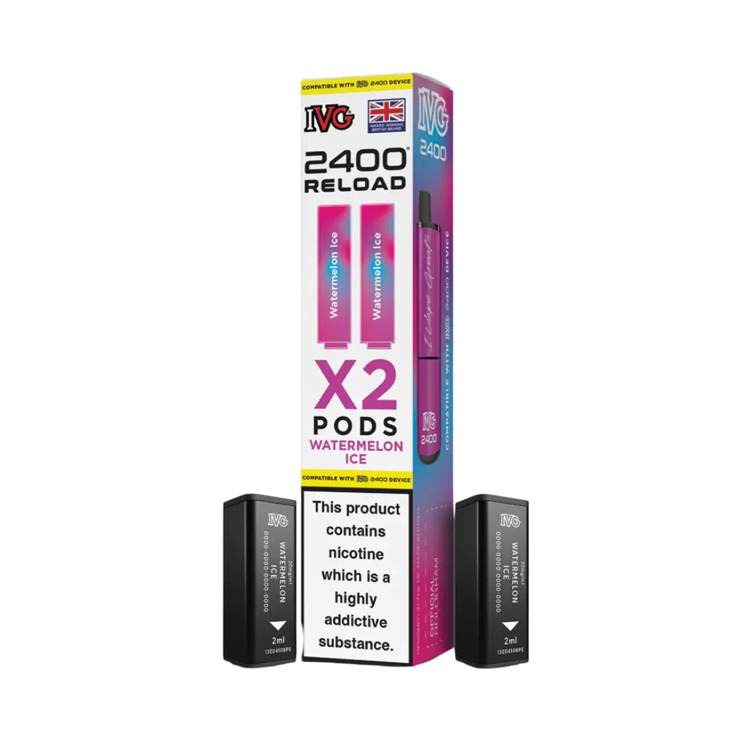 IVG 2400 Reload 2 in 1 Pre - Filled Pods | Pack of 2 - Eliquid Base - Watermelon Ice