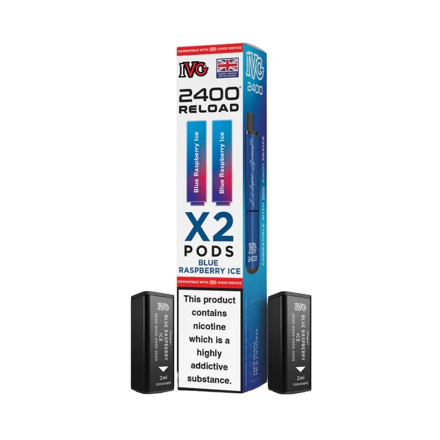 IVG 2400 Reload 2 in 1 Pre - Filled Pods | Pack of 2 - Eliquid Base - Blue Raspberry Ice