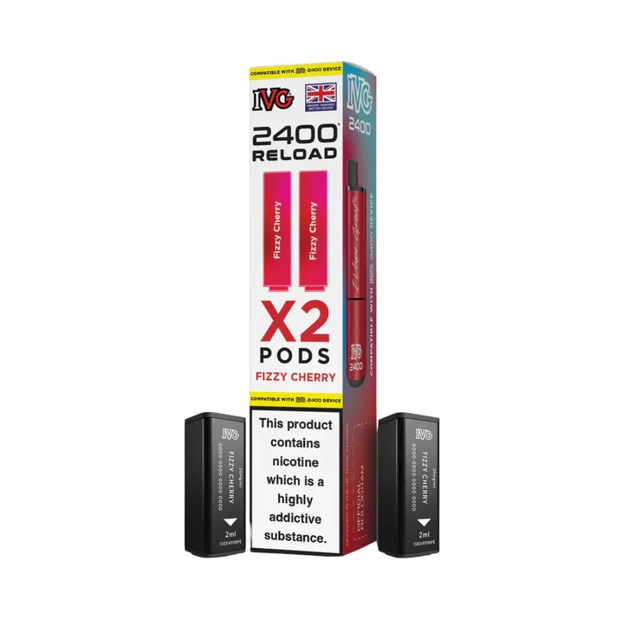 IVG 2400 Reload 2 in 1 Pre - Filled Pods | Pack of 2 - Eliquid Base - Fizzy Cherry