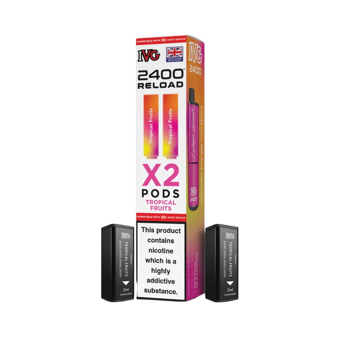 IVG 2400 Reload 2 in 1 Pre - Filled Pods | Pack of 2 - Eliquid Base - Tropical Fruits