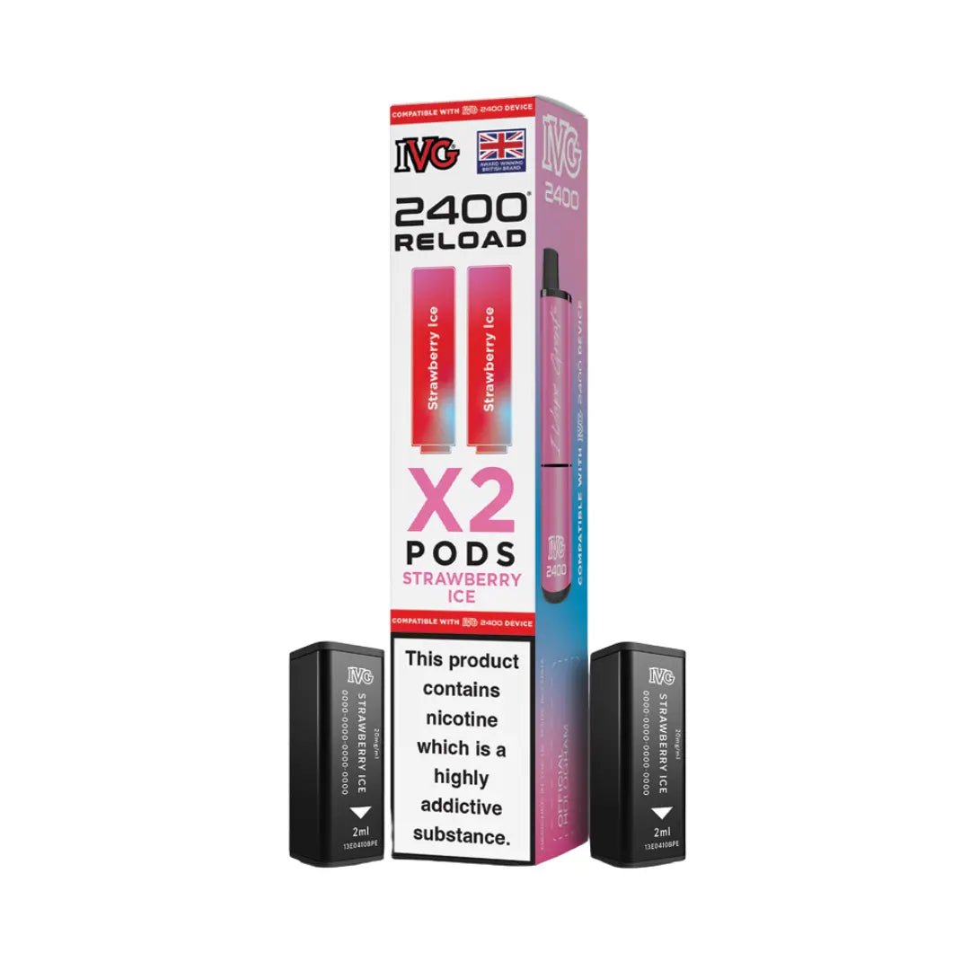 IVG 2400 Reload 2 in 1 Pre - Filled Pods | Pack of 2 - Eliquid Base - Strawberry Ice