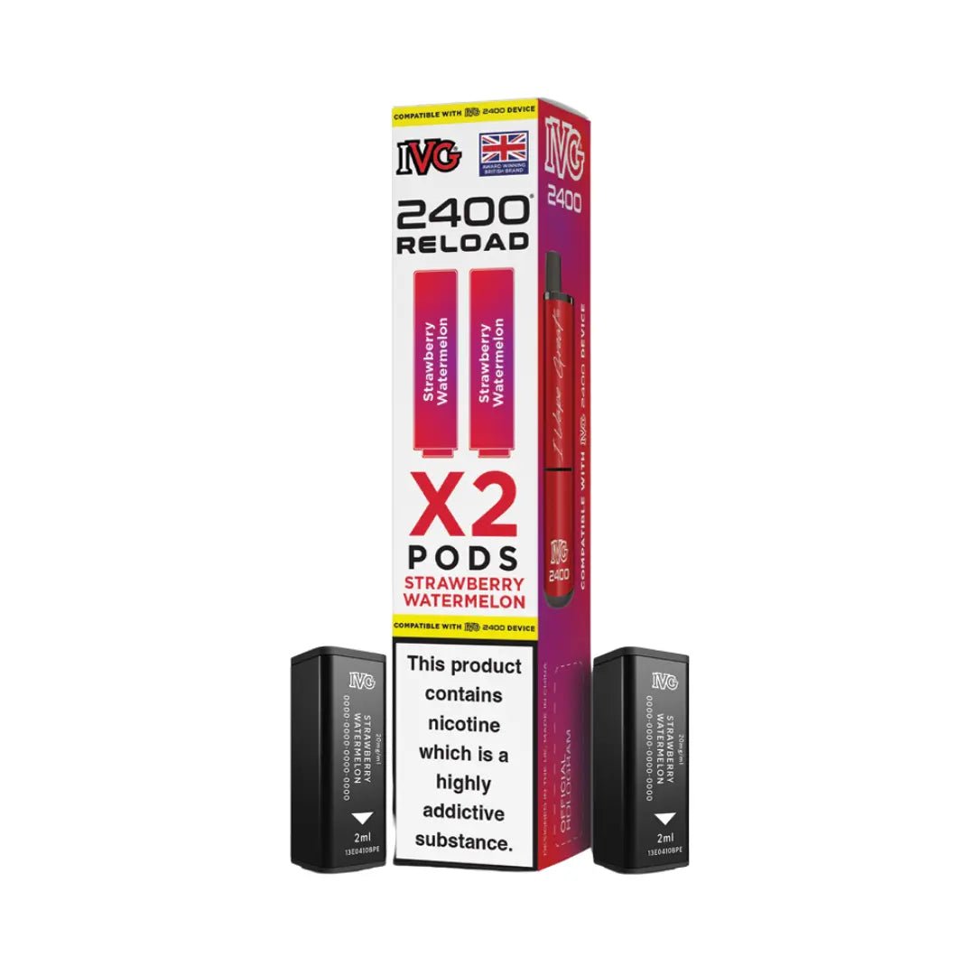 IVG 2400 Reload 2 in 1 Pre - Filled Pods | Pack of 2 - Eliquid Base - Strawberry Watermelon