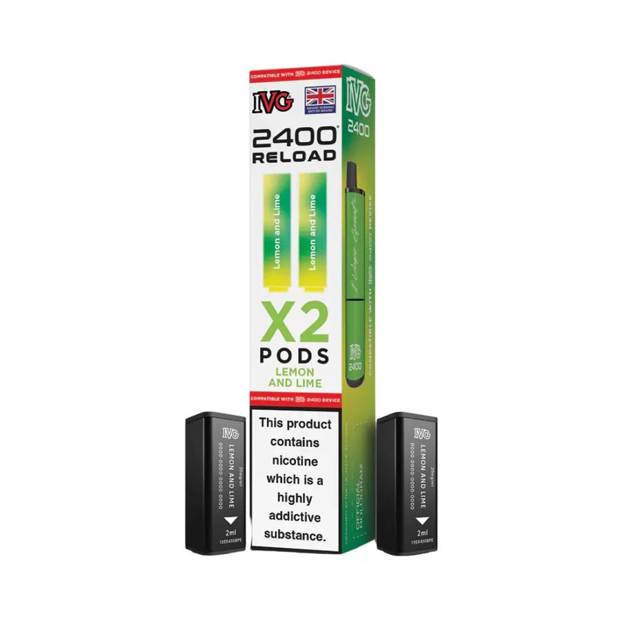 IVG 2400 Reload 2 in 1 Pre - Filled Pods | Pack of 2 - Eliquid Base - Lemon & Lime