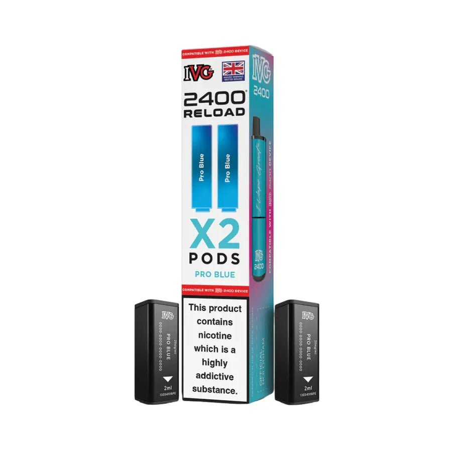 IVG 2400 Reload 2 in 1 Pre - Filled Pods | Pack of 2 - Eliquid Base - Pro Blue