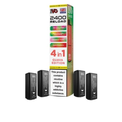IVG 2400 Reload 4in1 Multi Flavour Pre - filled Vape Pods - Box Of 5 - Eliquid Base - Guava Edition
