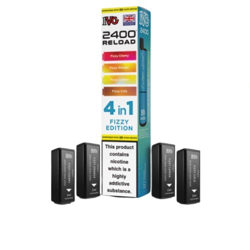 IVG 2400 Reload 4in1 Multi Flavour Pre - filled Vape Pods - Box Of 5 - Eliquid Base - Fizzy Edition