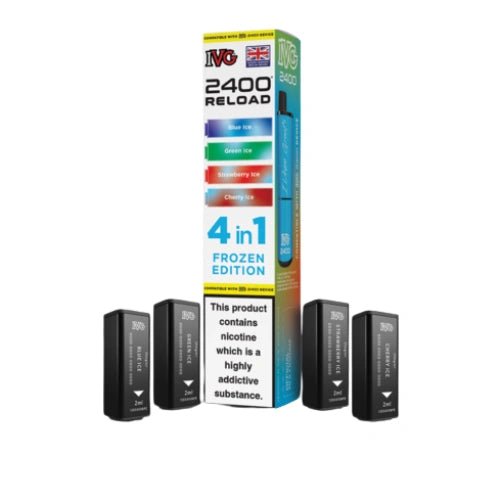 IVG 2400 Reload 4in1 Multi Flavour Pre - filled Vape Pods - Box Of 5 - Eliquid Base - Frozen Edition