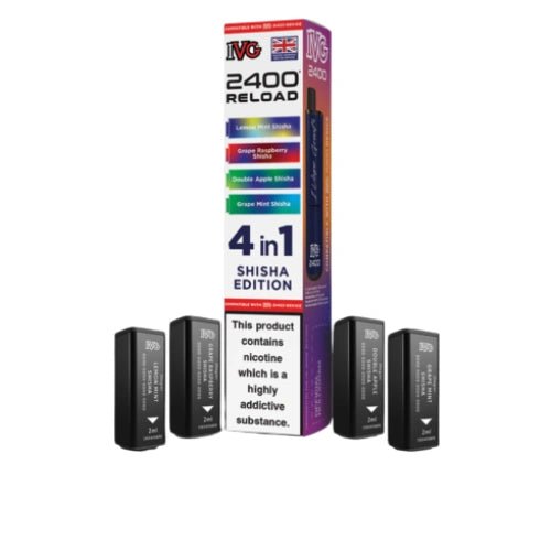 IVG 2400 Reload 4in1 Multi Flavour Pre - filled Vape Pods - Box Of 5 - Eliquid Base - Shisha Edition