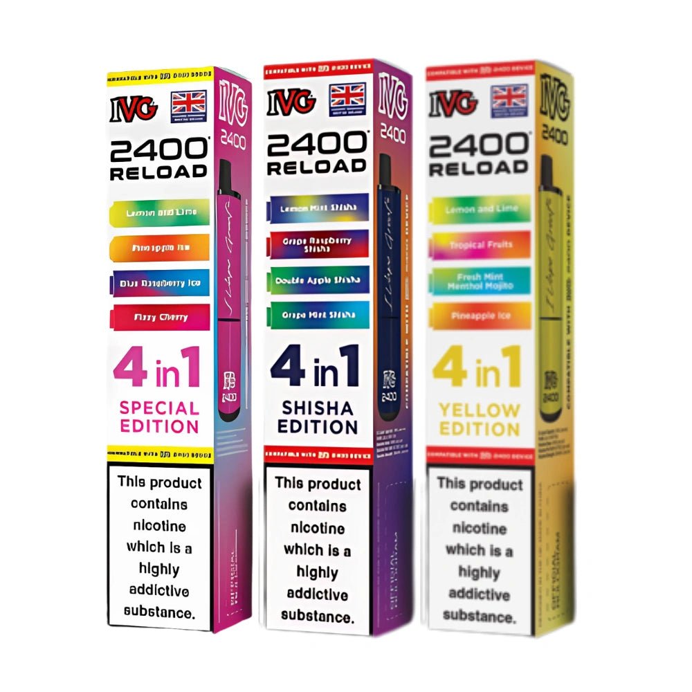 IVG 2400 Reload 4in1 Multi Flavour Pre - filled Vape Pods - Box Of 5 - Eliquid Base - Apple Edition