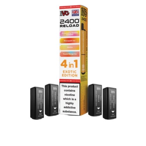 IVG 2400 Reload 4in1 Multi Flavour Pre - filled Vape Pods - Box Of 5 - Eliquid Base - Exotic Edition