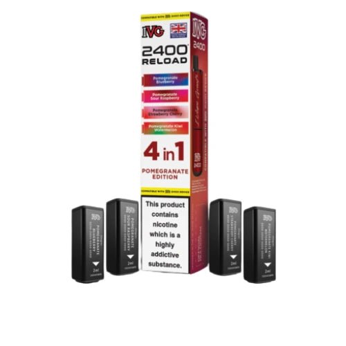 IVG 2400 Reload 4in1 Multi Flavour Pre - filled Vape Pods - Box Of 5 - Eliquid Base - Pomegranate Edition