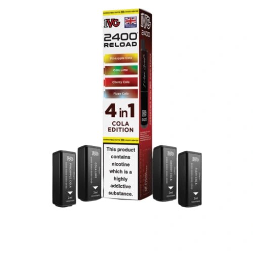 IVG 2400 Reload 4in1 Multi Flavour Pre - filled Vape Pods - Box Of 5 - Eliquid Base - Cola Edition