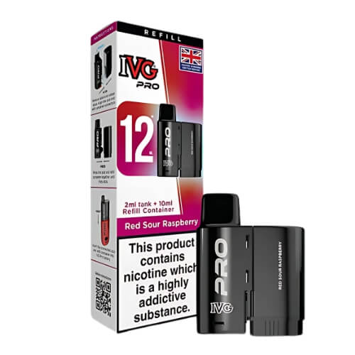 IVG Pro 12 Prefilled Pods - Box of 5 - Eliquid Base - Red Sour Raspberry