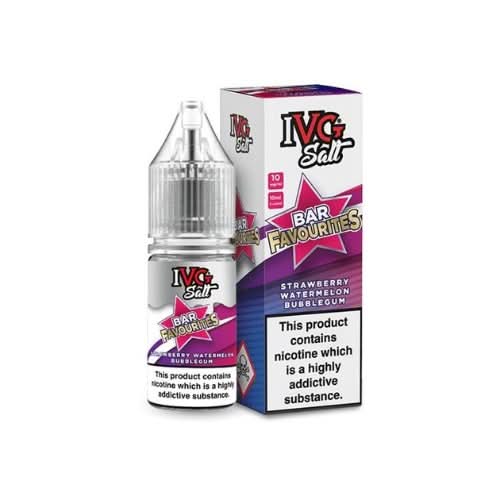 IVG Salts 10ml IVG Bar Favourites - Pack of 10 - Eliquid Base - Strawberry Watermelon Bubblegum