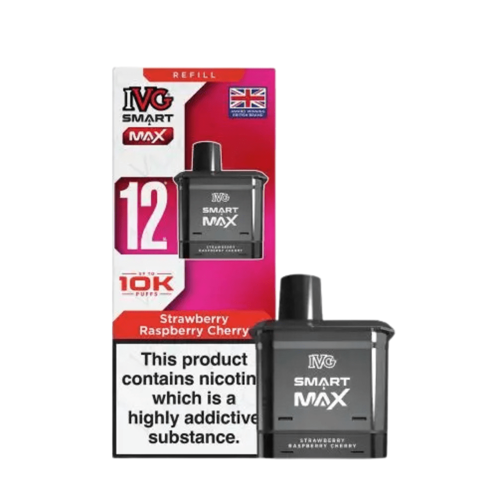 IVG Smart Max 10,000 Prefilled Pods - Eliquid Base - Strawberry Raspberry Cherry