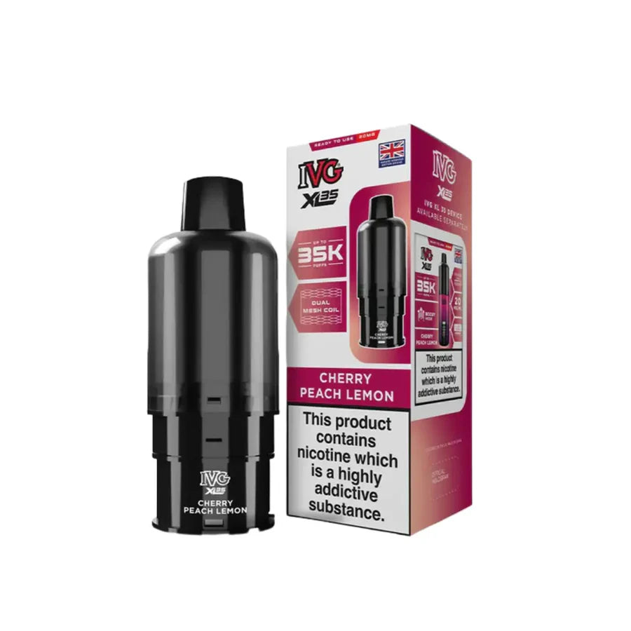 IVG vaping device and packaging on a white background